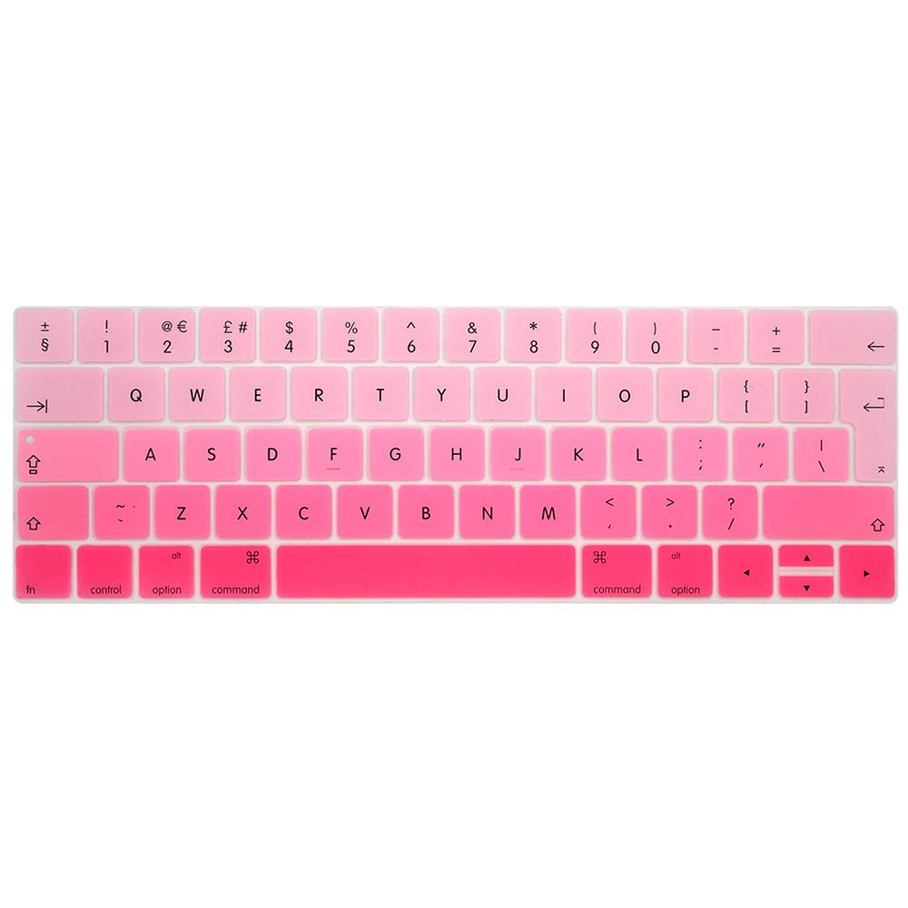 MMDW English UK Ombre Pink Silicone Keyboard Cover for MacBook Pro 13 15 inch 2019 2018 2017 2016 with Touch Bar&Touch ID Model:A2159 A1989 A1706/A1990 A1707,European Version