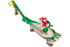 Hot Wheels Mario Kart Piranha Plant Track Playset with Gravity Launcher, Attaching Plant and Yoshi Kart Vehicle