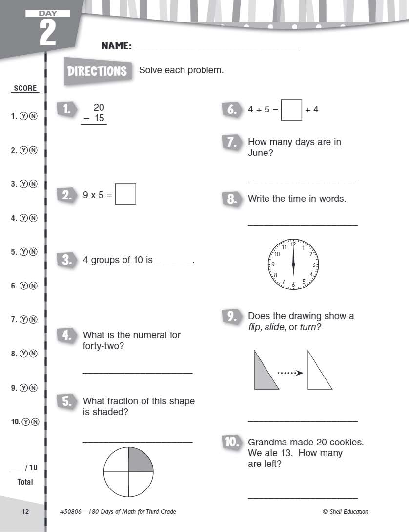 Shell Education 180 Days of Math for Third Grade (180 Days of Practice) Shell Education 180 Days of Math for Third Grade (180 Days of Practice) Perfect Paperback