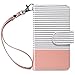 ULAK iPhone SE Case, iPhone 5S Case, iPhone 5s/5/SE Wallet Case, Fashion PU Leather Magnet Wallet Flip Case Cover with Built-in Credit Card/ID Card Slots for 5 5s SE,Minimal Stripe Rose Gold