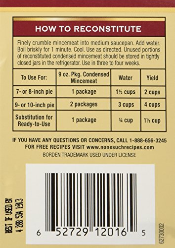 Borden None Such Condensed Mincemeat, Apples and Raisins, 9-ounce Box - Pack of 4 Boxes