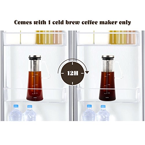 Cold Brew Coffee Maker AmoVee 1L (34oz) Airtight Borosilicate Glass Carafe Tea Infuser Pitcher with Removable Stainless Steel Filter for Coffee or Tea Brewing - Thumbnail 5