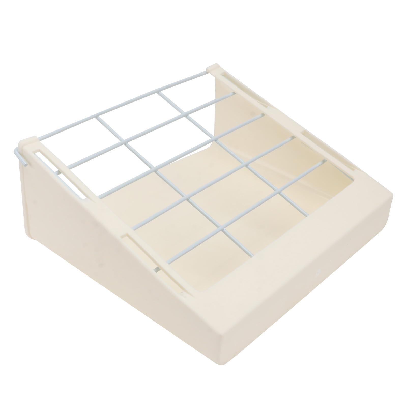 Rabbit Rack Feeder for Bunny Guinea Pigs and Chinchillas Minimize Waste and with Hanging Alfalfa Dispenser for Cage Beige