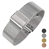 Luxury High-end Fashion Watch Mesh Band Metal Milanese Strap Deluxe Replacement Bracelet for Watch with Solid Safety Folding Clasp, 316L Stainless Steel