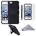 Wisdompro 2 in 1 Heavy Duty Hard PC Soft TPU Rugged Protective Cover with Foldable Kickstand for iPhone SE 1st Gen, 5, 5s, SE 2016 - Black/Black