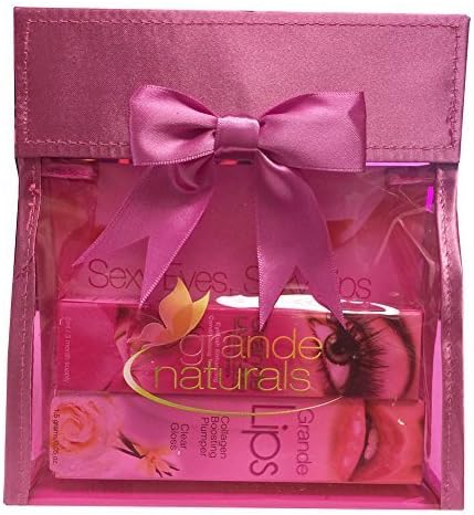 Grande Naturals Sexy Eyes Grande Lash 2ml Sexy Lips Clear Gloss 1.5 Grams Pink Set Bag