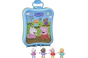 Peppa Pig Peppa's Carry-Along Friends Set, 4 Figures with Carrying Case, Preschool Toys for Classroom, Back to School Gifts for Kids, Ages 3+