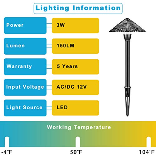 Outdoor Landscape Lighting Low Voltage Garden Landscape Lights Pathway Lights Yard Lights Driveway Lights, Aluminum Construction Waterproof 12V 3W 3000K Warm-Yellow Light（4-Pack） - Thumbnail 2