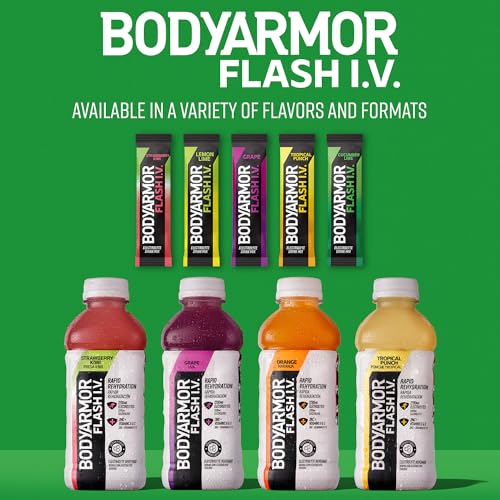 BODYARMOR FLASH IV ELECTROLYTE PACKETS, TROPICAL PUNCH – ZERO SUGAR DRINK MIX, SINGLE SERVE PACKS, COCONUT WATER POWDER (6 COUNT)