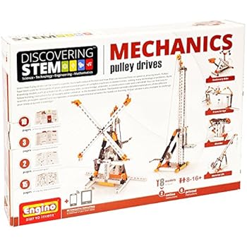 Engino Discovering STEM Mechanics Pulley Drives | 8 Working Models | Illustrated Instruction Manual | Theory & Facts | Experimental Activities | STEM Construction Kit