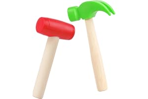 Waenerec 2pcs Toy Hammer Simulation Wooden Hammers Small Plastic Toddler Claw Hammer Portable Kids Maintenance Tools Toys Pretend Play Fake Mallet Hammer for Boys Girls