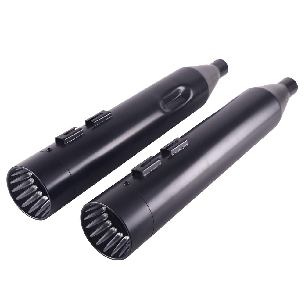 SHARKROAD “No Baffle Inside” 4” Slip On Mufflers Matte Black Exhaust