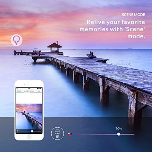 Flux Bluetooth Smart Light Bulb Starter Pack - Color Changing Light Bulb - Sunrise Wake Up Light - Dimmable LED Light Bulbs - App Controlled Wireless Sleeping Light - No Hub Required - Thumbnail 4