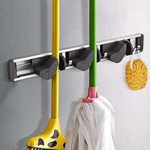 Cuelga escobas - Colgador y Organizador de pared - Barra Multifunción