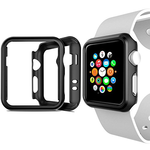 Apple Watch Case 42mm Series 3,Shockproof Rugged Polycarbonate Hard Protective Cover Apple Watch Bumper for 42mm Apple Watch Series 2/Series 3,2 Pack,Black - Thumbnail 6