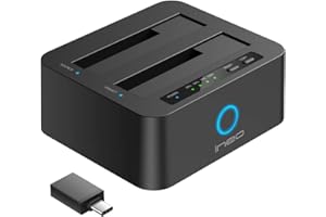 ineo USB 3.0 to SATA Dual-Bay 2.5" or 3.5" HDD / SSD with Offline Duplicate / Clone Hard Drive Docking Station plus a free US