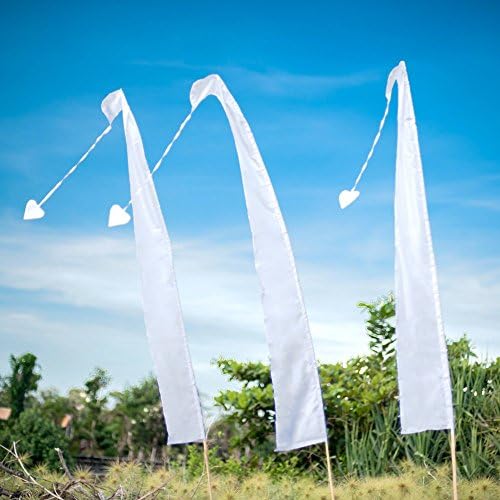 Wedding Flags ~ Set of 3 Parachute Silk White Flags 6.5' Feet Tall! NO POLES INCLUDED!