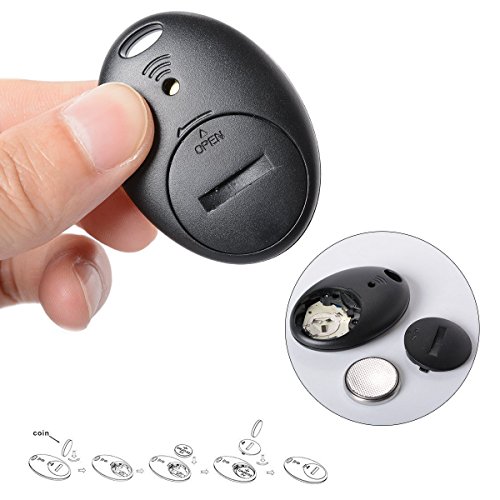 Vodeson KF04A Wireless Key Finder RF Item Locator with Base Support and LED Flashlight, Keys, Wallet, Pet Locator with Sound Alarm, 1 Transmitter + 4 Receivers - Black