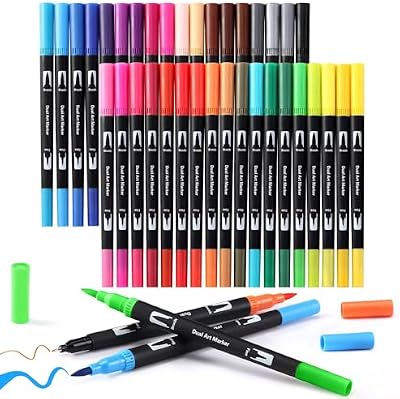 36 Pièces Feutre Double Pointe, avec des Extrémités Doubles, Feutres Coloriage Pointes Fines et Pinceau, Adulte Enfant Brush, pour Coloriage Dessin Lettrage Esquisse Pâques Noël (36 Couleurs)