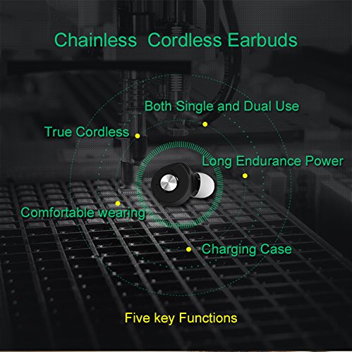 Galaxy S9 Plus Dual Wireless In-ear Earbuds with Charging Box, Stereo Headsets, Sweatproof Sleek Earphones with Mic, Bluetooth Headphones for iPhone x,iPhone 8/8 Plus,iPhone 7/7 Plus, etc - Black