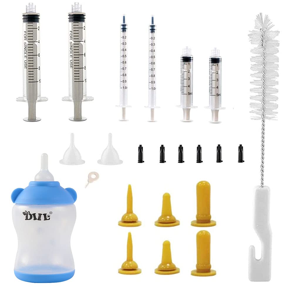 21Pack Newborn Animal Feeder, Puppy, Cat, Kitten,Wildlife Pet Syringe Feeding Kit, Original Nipple with Syringe-s, Feeding Nursing Bottle, Best Suited for Small Mammals Neonates Week Old