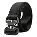 FAIRWIN Tactical Belt, Military Style Webbing Riggers Web Belt Heavy-Duty Quick-Release Metal Buckle (Black, L - Waist 42