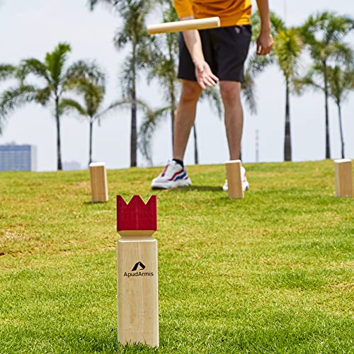 ApudArmis Kubb Yard Game Set, Viking Chess Outdoor Clash Toss Yard Game with Carrying Case - Rubber Wooden Backyard Lawn Games Set for Teenagers Adults Family