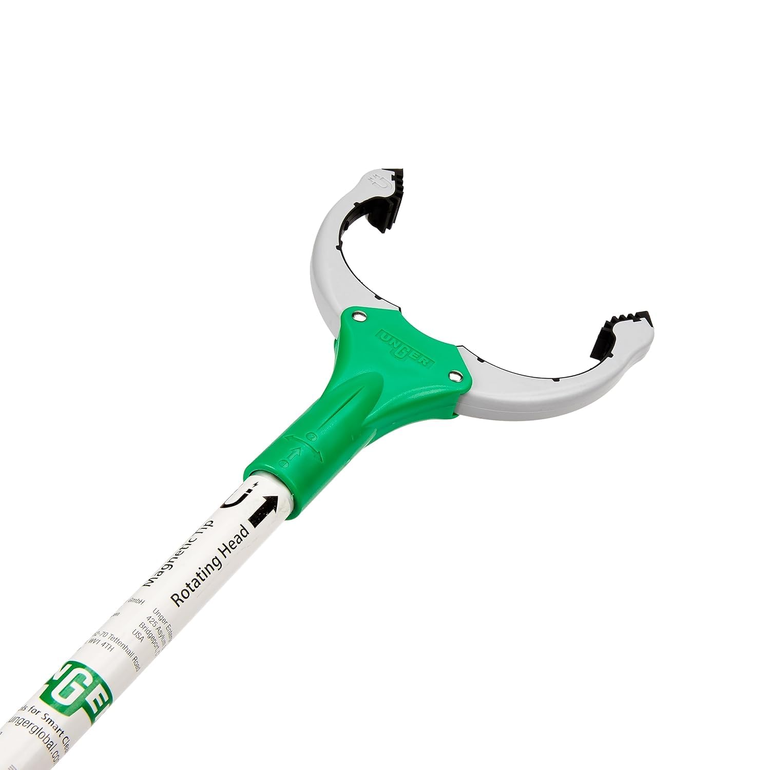 UNGER NT090 NiftyNabber Trigger Grip Litter Picker - Trash Rubbish Picker Grabber 90cm - Multi-Purpose Reacher Grabber Stick - Magnetic Claw with Rubber Grip, Green