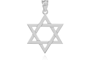 CLADDAGH GOLD .925 Sterling Silver Traditional Jewish Six Pointed Star of David Magen Judaica Hexagram Pendant Necklace - Choice of Pendant Only or Chain Length