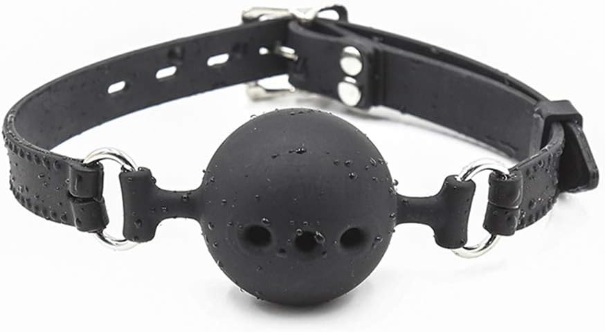 Jinqian Soft Silicone Opening Mouth Plug O-Ball, Mòuth plúg with Vent,Oral Fixed Dental Lip Cheek Retractor Lip Open Mouth, Lip Trainer Face (Black, L)