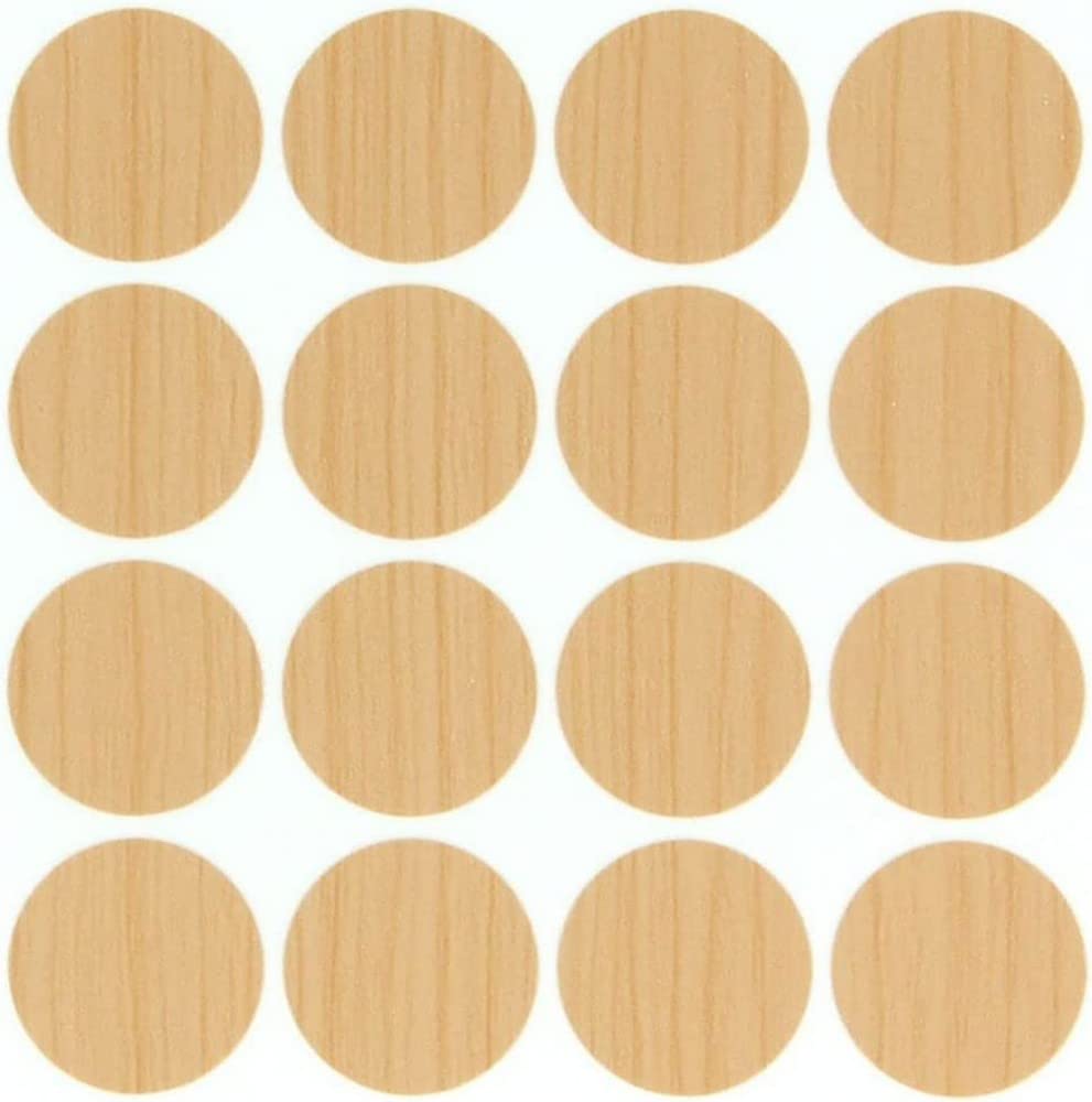 Amig - Pack of 50 stickers for screws, model 614, diameter 12 mm, made of PVC clay made of maple wood, round stickers, for covering heads or holes of screws on furniture