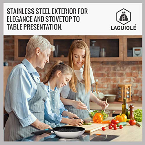 Laguiole 7Piece Healthy Nonstick Stainless Steel Cookware Set, Greblon