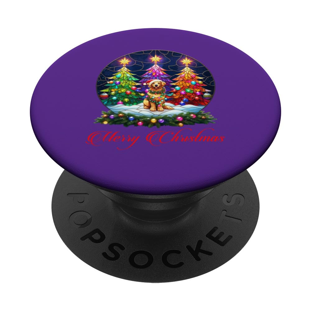 Canine Dog Radiance Stained Glass Treelines Christmas PopSockets Swappable PopGrip