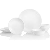 Corelle Vitrelle 18-Piece Service for 6 Dinnerware Set Triple Layer Glass and Chip Resistant, Lightweight Round Plates and Bo
