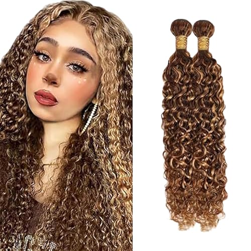 Salharer Tissage Naturel Cheveux Humain Water Wave Human Hair Bundles Double Weft 2 Extensions Highlight Blonde Tissage en lot Cheveux Naturel 16 18 Pouce
