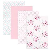Luvable Friends 4 Piece Flannel Receiving Blankets, Floral