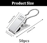 YIXISI 50 PCS Stainless Steel Curtain Clips with Hooks 5mm Opening Silver view 2