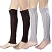 2 Pack of Womens Cable Knit Knee High Knitted Crochet Leg Warmers Long Socks, Coffee/Light Grey, One Size