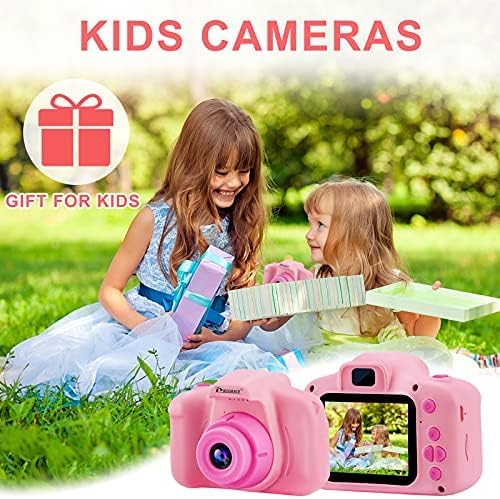 PROGRACE Kids Camera Girls Gift - Camera for Kids Dual Selfie Children Cameras Age 3 4 5 6 7 8 9 Year Old Kid Digital Cameras Toys for Kid Birthday Gift for Girls Toddlers Video Cámara Pink