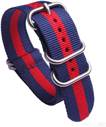 Watch Bands - Solid Navy and Red NATO Nylon Watch Straps Replacement Length & Width