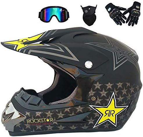 Motocross Helmet Beach Racing Helmet Mountain Bike All-Around Helmet Adult Men And Women (Gloves, Goggles, Masks, Set Of 4)