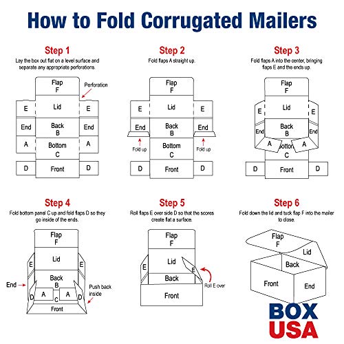 BOX USA BM1264K Corrugated Mailers, 12" x 6" x 4", Kraft (Pack of 50)