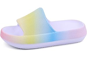 FJPTREN Kids Cloud Shoes Girls Boys Slippers Sandals Cushioned Non Slip Slippers Lightweight Shower Shoes Kids Platform Thick Sole Slides kids slip on sandals