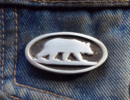 Stoneys Badges Bear in Oval Pewter Pin Badge Lapel Brooch Pewter Pin Badge Dogs Cats Animal Gift