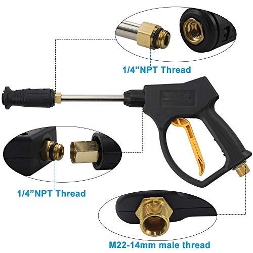 TUOWEI High Pressure Washer Gun, 4000 PSI Max with 6.7 in Extension Wand and 10 O-Rings