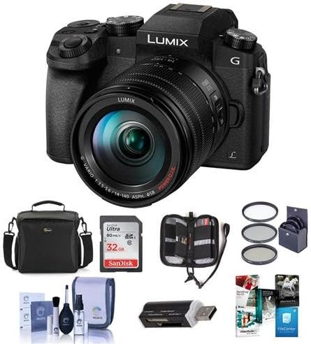 Panasonic Lumix DMC-G7 Mirrorless Micro 4/3s Digital Camera with Vario 14-140mm f/3.5-5.6 Lens, Black - Bundle w/Camera Case, 32GB SDHC Card, 58mm Filter Kit, Cleaning Kit, Card Reader, Software Pack