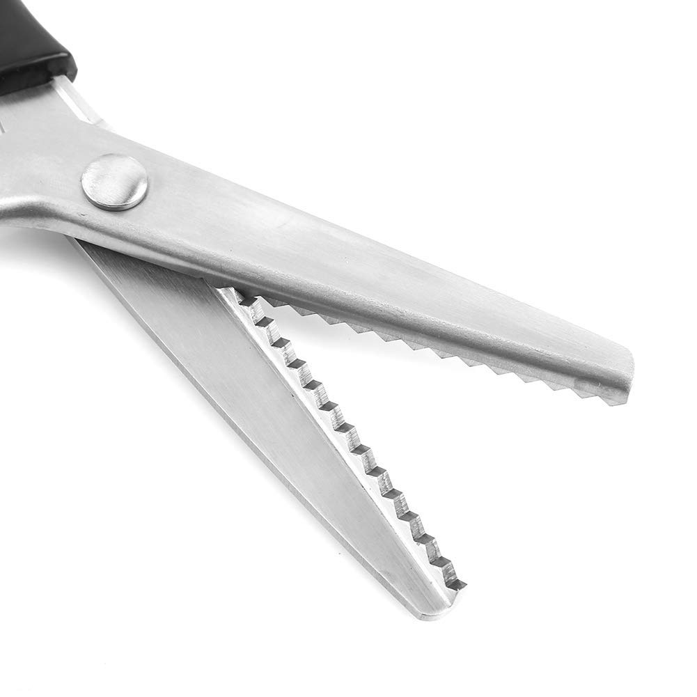 23cm Pinking Shears Stainless Steel Fabric Triangle Scissors Professional Zig Zag Crimping Scissors for Dressmaking and Sewing (5mm)