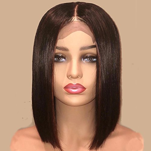 AllHairz Bob Haircut Style Lace Front Wigs Human Hair for Black Women Brazilian Virgin Human Hair Short Wigs 150 Density Slightly Bleached Knots Straight Glueless Lace Wig (10 Inches, Lace Front Wig)