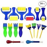 APLANET 16pcs Mini Painting Foam Sponge Brush Tools For Kids Painting Learning