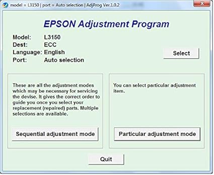 adjustment program epson l3150